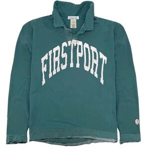 Firstport Arch Polo Collar Sweatshirt in Pine Green